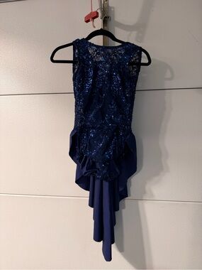 Weisman Girls Navy Sequin High-Low Dress